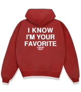 1 red Boxy Hoodie white I KNOW I'M YOUR FAVORITE #color_red