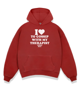 1 red Boxy Hoodie white I love TO GOSSIP WITH MY THERAPIST #color_red