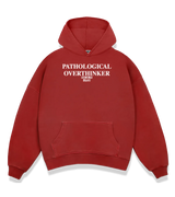 1 red Boxy Hoodie white PATHOLOGICAL OVERTHINKER #color_red