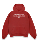 1 red Boxy Hoodie white PROFESSIONAL PROCRASTINATOR #color_red