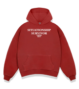 1 red Boxy Hoodie white SITUATIONSHIP SURVIVOR #color_red