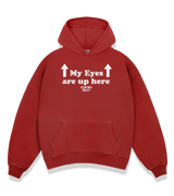 1 red Boxy Hoodie white my eyes are up here #color_red