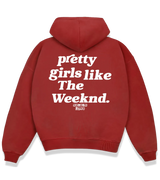 1 red Boxy Hoodie white pretty girls like The Weeknd #color_red