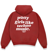 1 red Boxy Hoodie white pretty girls like techno music #color_red