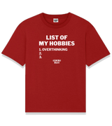 1 red T-Shirt white LIST OF MY HOBBIES overthinking #color_red