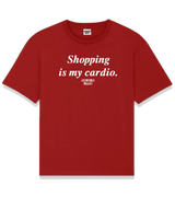 1 red T-Shirt white Shopping is my cardio #color_red