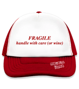 1 red Trucker Hat red FRAGILE handle with care (or wine) #color_red