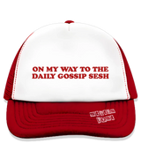 1 red Trucker Hat red ON MY WAY TO THE DAILY GOSSIP SESH #color_red