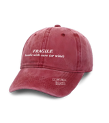 1 red Vintage Cap white FRAGILE handle with care (or wine) #color_red