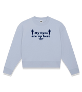 1 serene Cropped Sweatshirt navyblue my eyes are up here #color_serene
