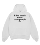 1 white Boxy Hoodie black I like music more than people #color_white