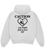 1 white Boxy Hoodie black caution you might fall in love #color_white