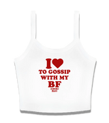1 white Cami Crop Top red I love TO GOSSIP WITH MY BF #color_white