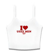 1 white Cami Crop Top red I love UGLY MEN #color_white