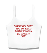 1 white Cami Crop Top red SORRY IF I LEFT YOU ON READ I DIDN'T MEAN TO OPEN IT #color_white