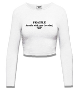 1 white Cropped Longsleeve black FRAGILE handle with care (or wine) #color_white