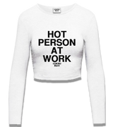 1 white Cropped Longsleeve black HOT PERSON AT WORK #color_white