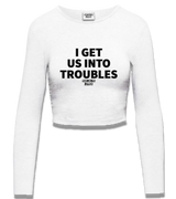 1 white Cropped Longsleeve black I GET US INTO TROUBLES #color_white