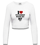 1 white Cropped Longsleeve black I love TO GOSSIP WITH MY BF #color_white
