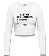 1 white Cropped Longsleeve black LIST OF MY HOBBIES being late #color_white