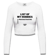 1 white Cropped Longsleeve black LIST OF MY HOBBIES procrastinating #color_white