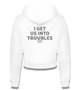 1 white Cropped Zip Hoodie grey I GET US INTO TROUBLES #color_white
