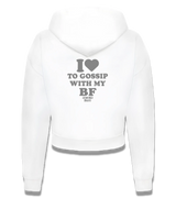 1 white Cropped Zip Hoodie grey I love TO GOSSIP WITH MY BF #color_white