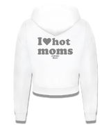 1 white Cropped Zip Hoodie grey I love hot moms #color_white
