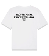 1 white T-Shirt black PROFESSIONAL PROCRASTINATOR #color_white