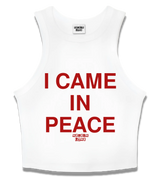 1 white Tank Crop Top red I CAME IN PEACE #color_white