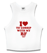 1 white Tank Crop Top red I love TO GOSSIP WITH MY BF #color_white