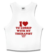1 white Tank Crop Top red I love TO GOSSIP WITH MY THERAPIST #color_white