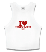 1 white Tank Crop Top red I love UGLY MEN #color_white