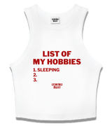 1 white Tank Crop Top red LIST OF MY HOBBIES sleeping #color_white