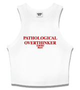 1 white Tank Crop Top red PATHOLOGICAL OVERTHINKER #color_white