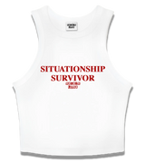 1 white Tank Crop Top red SITUATIONSHIP SURVIVOR #color_white