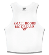 1 white Tank Crop Top red SMALL BOOBS BIG DREAMS #color_white
