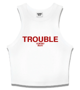 1 white Tank Crop Top red TROUBLE #color_white