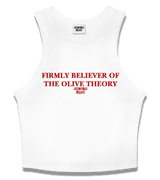 1 white Tank Crop Top red firmly believer of the olive theory #color_white