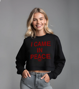 2 black Cropped Sweatshirt red I CAME IN PEACE #color_black