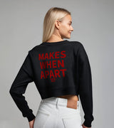 2 black Cropped Sweatshirt red MAKES WHEN APART #color_black