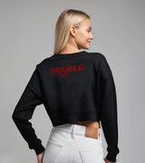 2 black Cropped Sweatshirt red TROUBLE #color_black