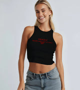 2 black Tank Crop Top red FRAGILE handle with care (or wine) #color_black