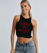 2 black Tank Crop Top red I CAME IN PEACE #color_black