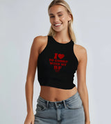 2 black Tank Crop Top red I love TO GOSSIP WITH MY BF #color_black