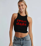 2 black Tank Crop Top red I love hot dads #color_black