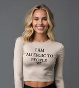 2 cream Cropped Longsleeve black I AM ALLERGIC TO PEOPLE #color_cream