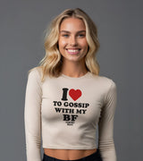 2 cream Cropped Longsleeve black I love TO GOSSIP WITH MY BF #color_cream