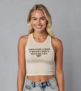 2 cream Tank Crop Top black WHEN I SAID I LIKED IT ROUGH I DIDN'T MEAN MY LIFE #color_cream