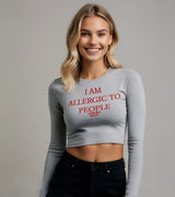2 grey Cropped Longsleeve red I AM ALLERGIC TO PEOPLE #color_grey